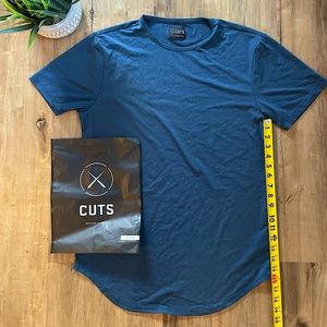 Cuts Clothing Men Short Sleeve Crew Neck Elongated T-Shirt Fjord Blue  large